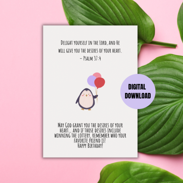 Psalm 37:4 birthday Printable card - Image 3