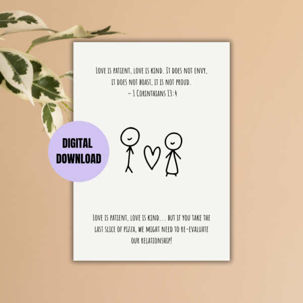 1 Corinthians 13:4 Printable Love Card - Image 3