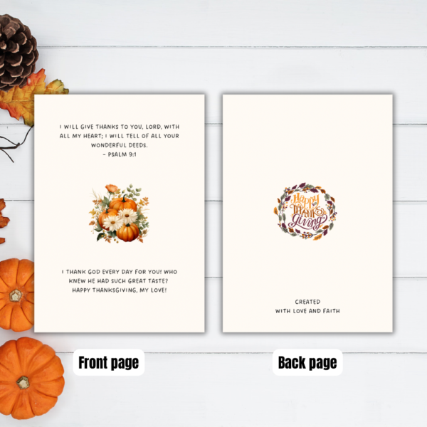 I Thank God Every Day for You Printable Thanksgiving Card – Psalm 9:1 - Image 2