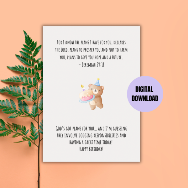 Jeremiah 29:11 birthday printable card - Image 4