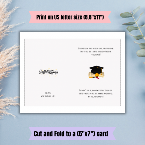 Galatians 6:9 printable Graduation Card - Image 4